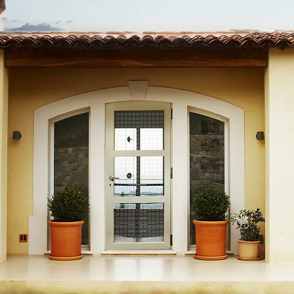 Porte d'entrée en aluminium 2 vantaux fixes